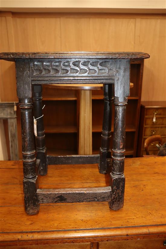 A late 17th century joynt stool W.46cm